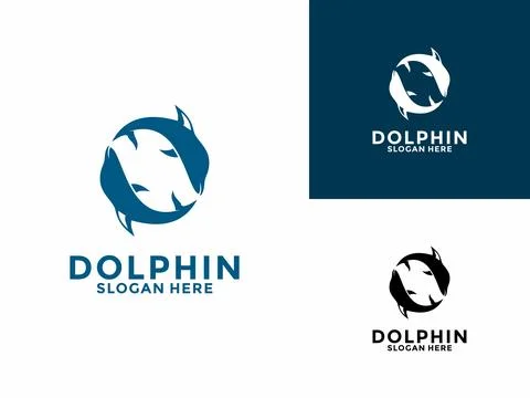 Circle dolphin logo design vector illustration, Dolphin logo design template Stock Illustration