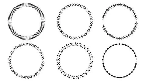 Circle Doodle Border Set Hand Drawn Geometric Decorative Frames.Vector Illu.. 스톡 일러스트