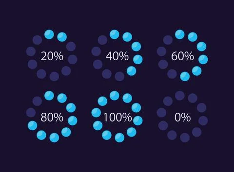 Circle dot infographic chart design template set for dark theme Stock Illustration