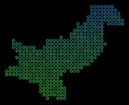 Circle Dot Pakistan Map 스톡 일러스트