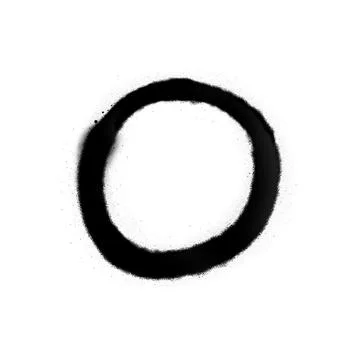 Circle drawn by black spray paint on white background Stock Illustration