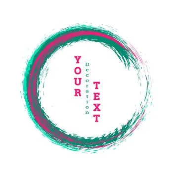 A circle drawn with brush strokes on a white background. Multicolored brush Illustration