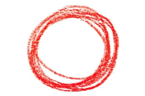 A circle drawn in red pencil. Stock Photos