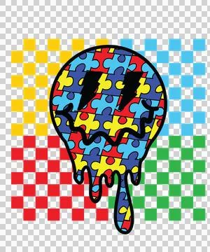 Circle With Dripping Liquid Effect checkerboard pattern Stock Illustration