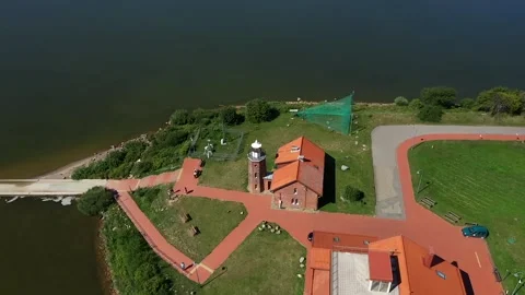 Circle drone footige of Vente Caoe Ornithological station Stock Footage 137967725