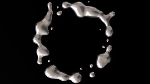 Circle with dynamic silver liquid splashes Stock Footage 292117835