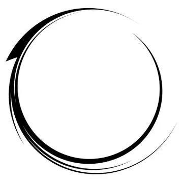 Circle with dynamic swoosh line frame. Monochrome circular element Illustrazione stock