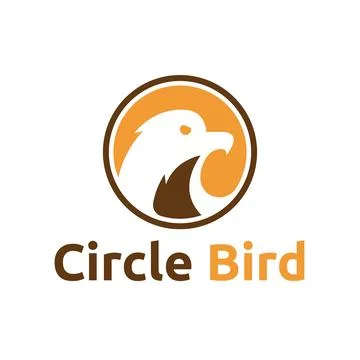 Circle Eagle Hawk Falcon Bird Head Negative Space Logo Template Stock Illustration