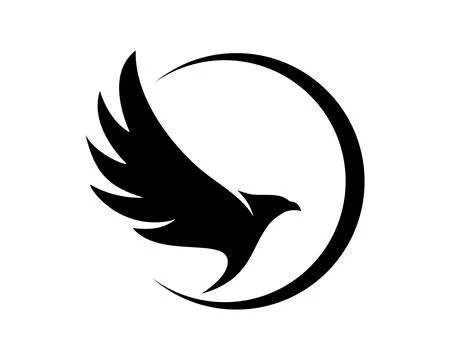 Circle with eagle silhouette inside Stock Illustration