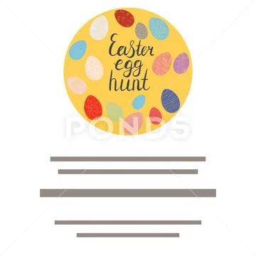 Circle with Easter egg hunt lettering. Stock Illustration