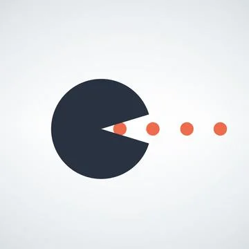 Circle eats dots. Stock Vector illustration isolated on white background. Stock Illustration