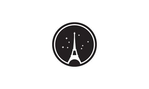 Circle eiffel night star logo vector icon illustration design イラスト素材