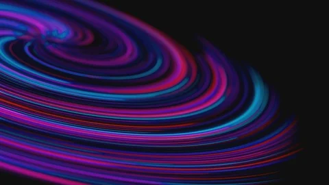 A circle that emits neon strips of light. Lines of blue and purple are sucked Stock Footage 128124647