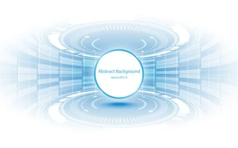 Circle empty space on blue white abstract technology background Stock Illustration