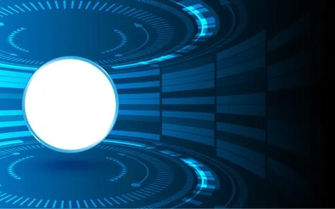 Circle empty space on blue white abstract technology background Stock Illustration