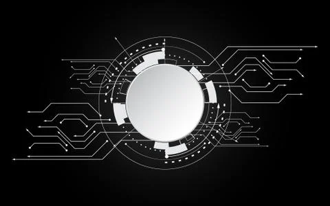Circle empty space technology on black background Stock Illustration
