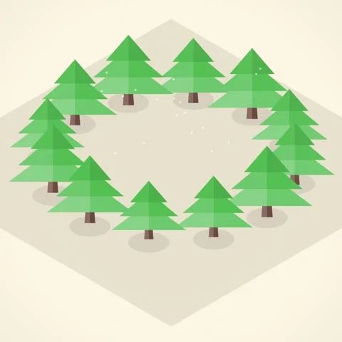 Circle of Evergreen Trees on Snowy Ground - Winter Forest Landscape 動画素材 346282742