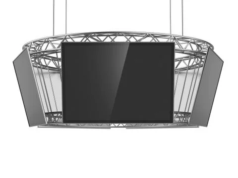 Circle exhibition stand with tv Stockillustratie