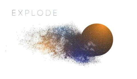 Circle explosion with abstract burst. Vector particles of black shape broken Stock Illustration