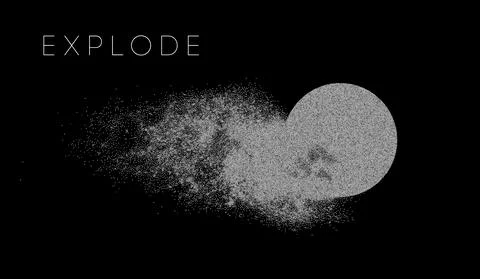 Circle explosion with abstract burst. Vector particles of black shape broken Stock Illustration