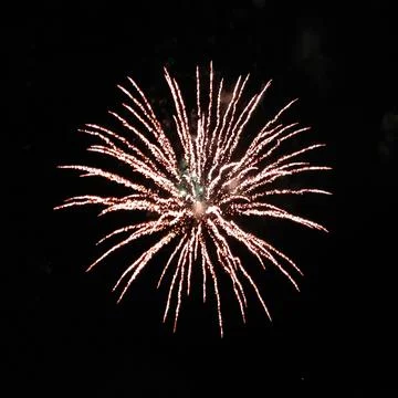 Circle explosion of real fireworks on black background for overlay blending mode Stock Photos