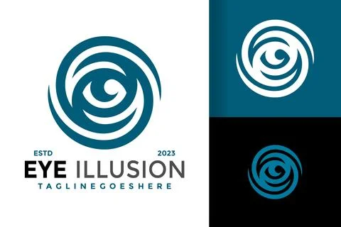 Circle Eye Illusion logo design vector symbol icon illustration Illustrazione stock