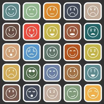 Circle face flat icons on balck background Stock Illustration