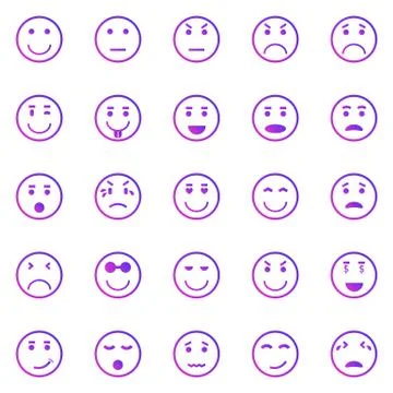 Circle face gradient icons on white background Stock Illustration