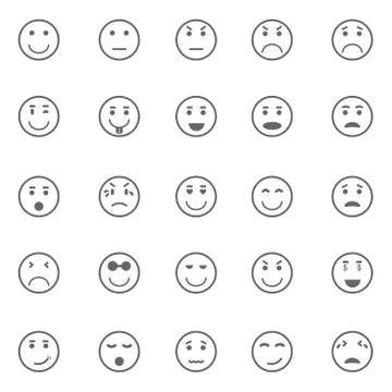 Circle face icons on white background Stock Illustration