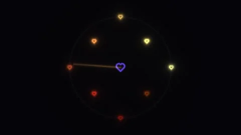 A circle features glowing heart shapes in various colors Stock Footage 338327805