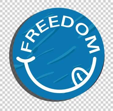 Circle is featuring brush streaks, arching FREEDOM, looping line and shadow on Stock Illustration