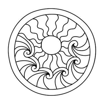 Circle filled with hand drawn doodles for coloring Stock Illustration
