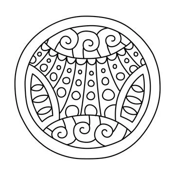 Circle filled with hand drawn doodles for coloring Stock Illustration