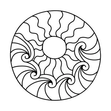 Circle filled with hand drawn doodles for coloring Illustrazione stock