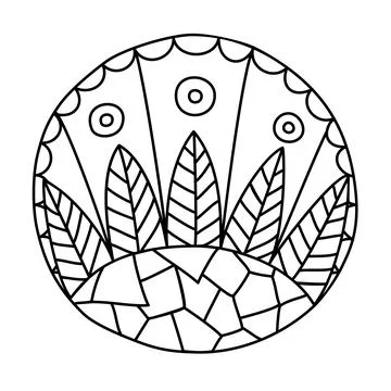 Circle filled with hand drawn doodles for coloring Stock-Illustration