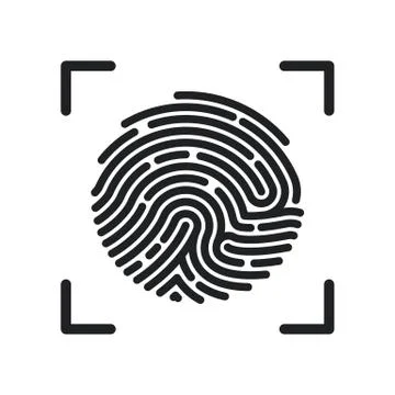 Circle Fingerprint icon design for app. Finger print flat scan. Simple imprin Stock Illustration