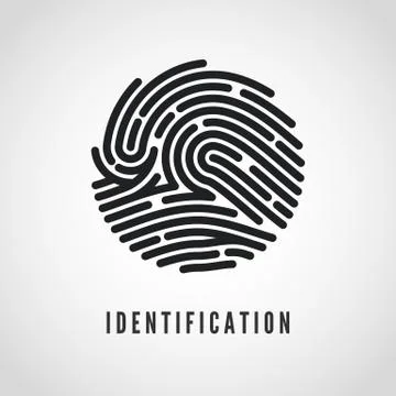 Circle Fingerprint icon design for application. Finger print flat scan. Vecto Stock Illustration