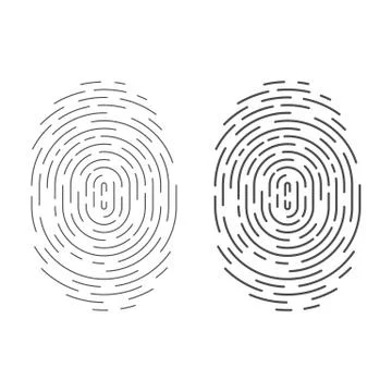 Circle fingerprint vector icon isolated on white Stock Illustration
