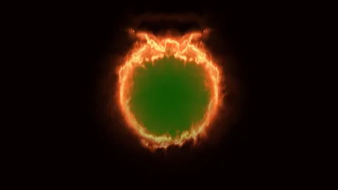 A circle of fire blazed green screen background Stock Footage 277199682