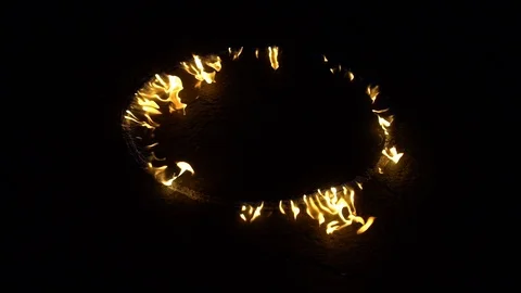A circle of fire dying out in slow motion for use with visual effects and/or Stock Footage 92582656