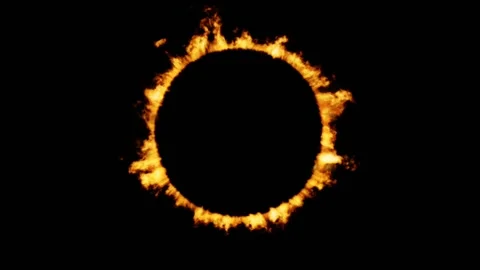 Circle Fire Frame Isolated On Black Background Stock Footage 131803014