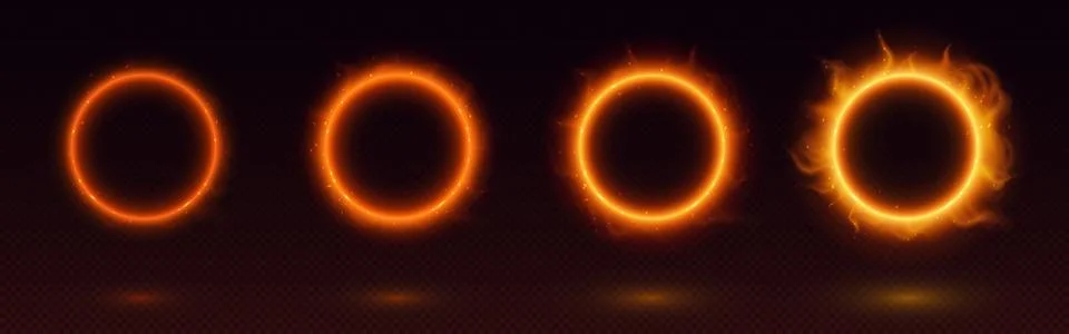 Circle fire frames set Illustrazione stock