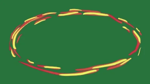 A circle of fire on green background and screen with red it yellow an image Stock Footage 335682646