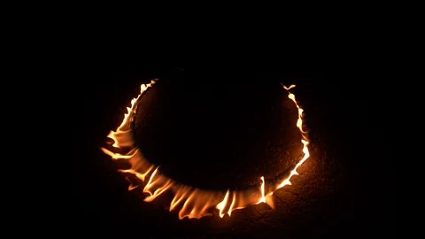 A circle of fire igniting for use with visual effects and/or design. Stock Footage 92582649