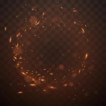 Circle fire sparks on transparent background Stock Illustration
