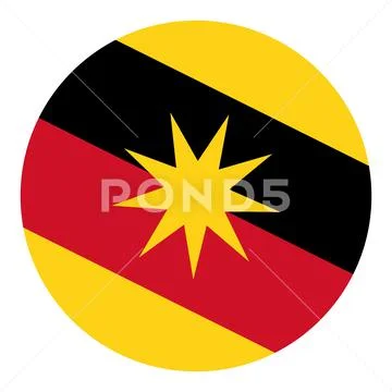 Circle Flag banner of Sarawak state and federal territory of Malaysia Stock Illustration