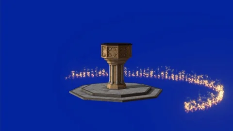 A circle of flames with stone altar Stock Footage 117302276