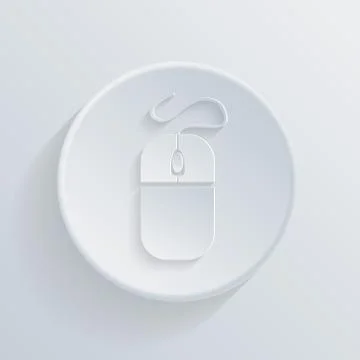 Circle flat icon with a shadow, computer mouse Stock Illustration