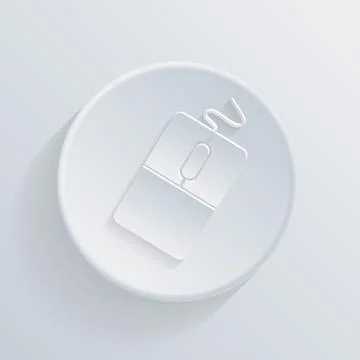 Circle flat icon with a shadow, computer mouse Stock Illustration