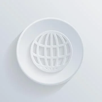 Circle flat icon with a shadow, symbol of globe Stock Illustration